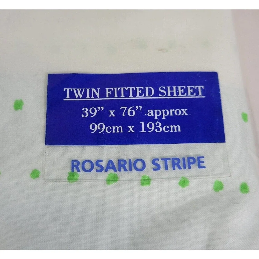 Designers Guild Rosario Cotton Twin Striped Fitted Sheet & Floral Flat Sheet NIP